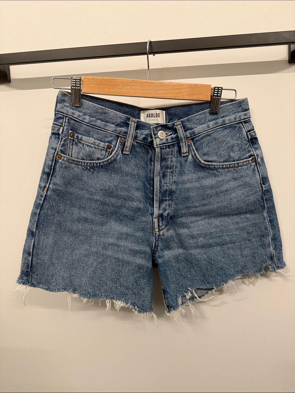 Agolde High-Rise Denim Shorts, size 25